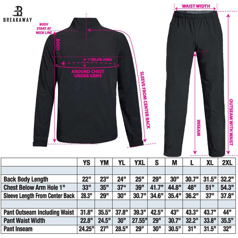 Adult Breakaway Lightweight Warm Up Pants (Allegheny Badgers)