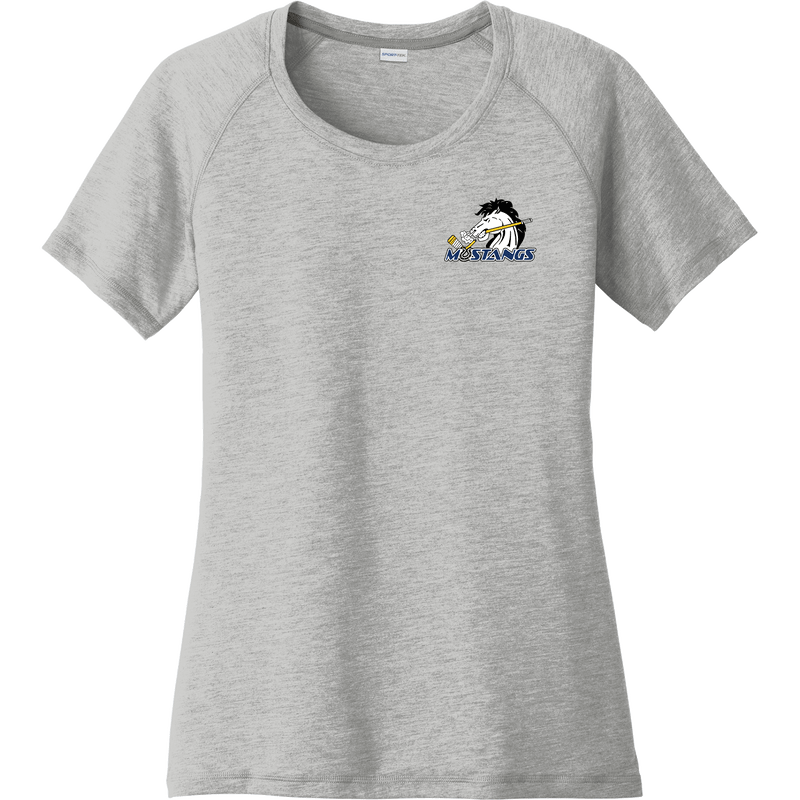 Mid-State Mustangs Ladies PosiCharge Tri-Blend Wicking Scoop Neck Raglan Tee