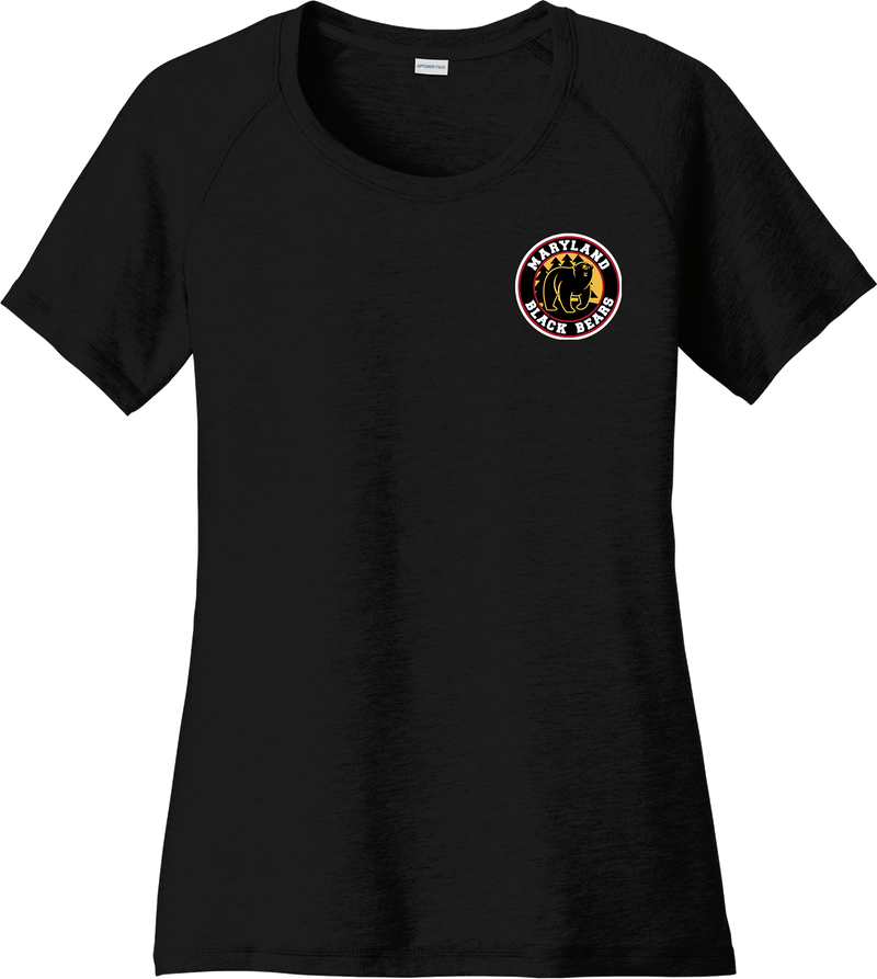 Maryland Black Bears Ladies PosiCharge Tri-Blend Wicking Scoop Neck Raglan Tee