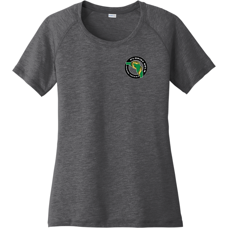 Florida Eels Ladies PosiCharge Tri-Blend Wicking Scoop Neck Raglan Tee